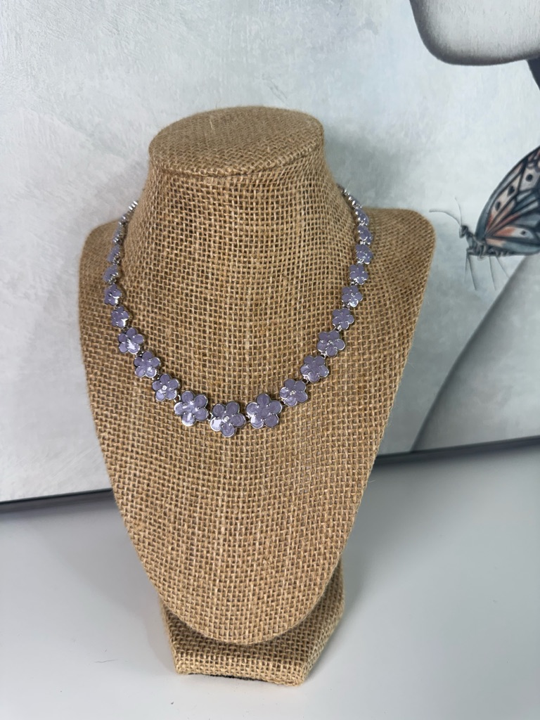 Lavender Flower Link Necklace - Women Jewelry